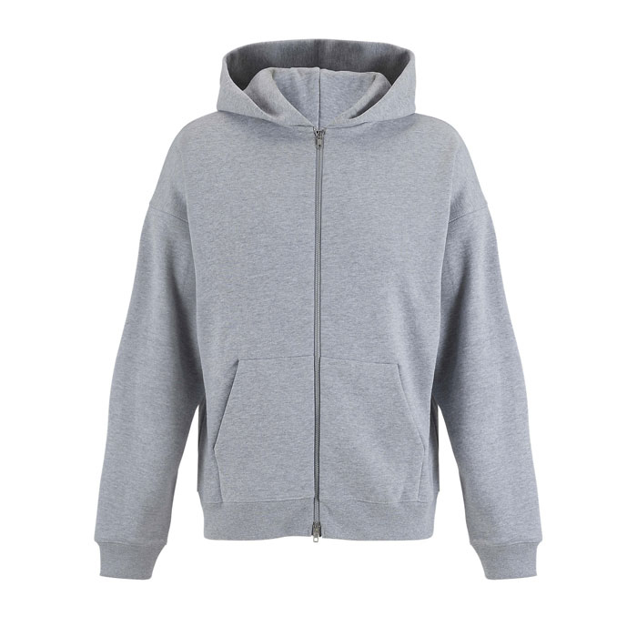 Sweat zippé à capuche publicitaire unisexe Eliott Gris Chiné Ii